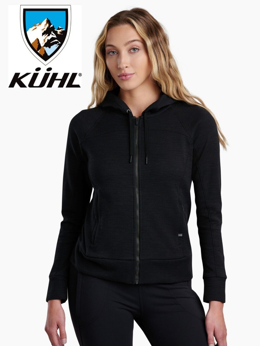 KUHL Women's Black Full-Zip Hooded Sweater